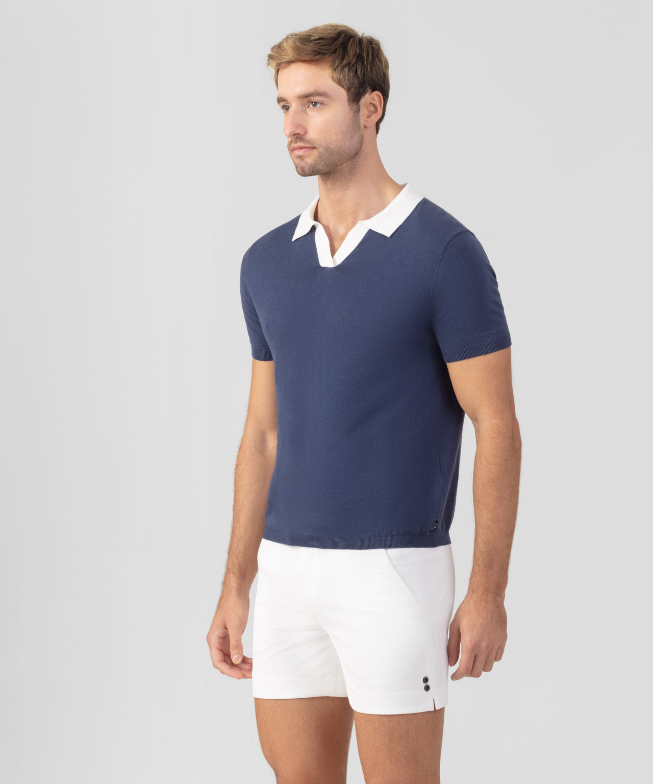 Cotton-Linen Polo: Deep Ocean