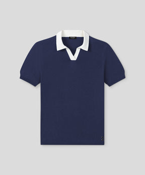 Cotton-Linen Polo: Deep Ocean