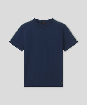 Knitted T-Shirt w. Side Stripes: Deep Ocean