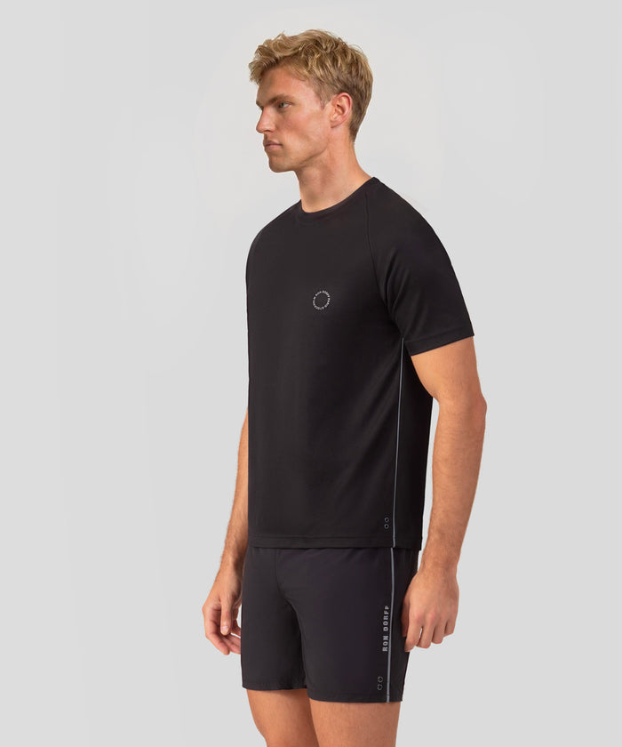 Sports T-Shirt w. Reflective Piping: Black