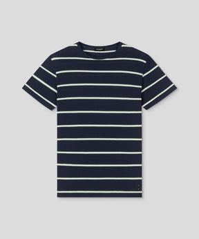 Crew Neck T-Shirt Eyelet Edition w. Double Stripes: Navy