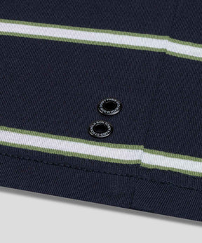 Crew Neck T-Shirt Eyelet Edition w. Double Stripes: Navy