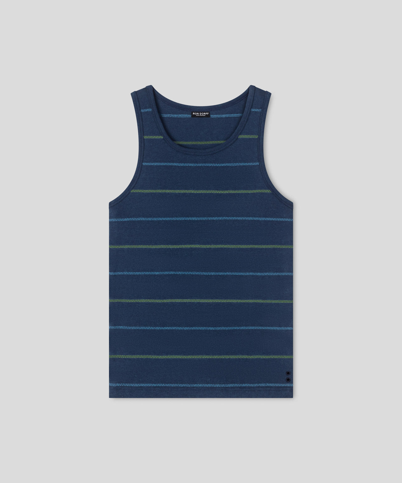 Ribbed Tank Top w. Fisherman Stripes: Deep Ocean