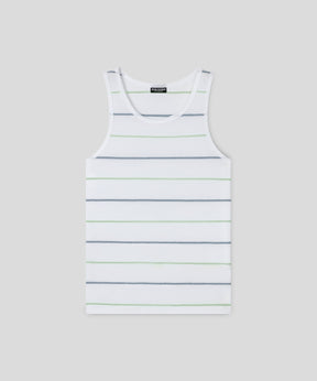 Ribbed Tank Top w. Fisherman Stripes: White