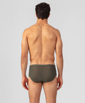 Cotton Mesh Y-Front Briefs: Military Green