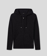 Cashmere Zipped Hoodie: Black