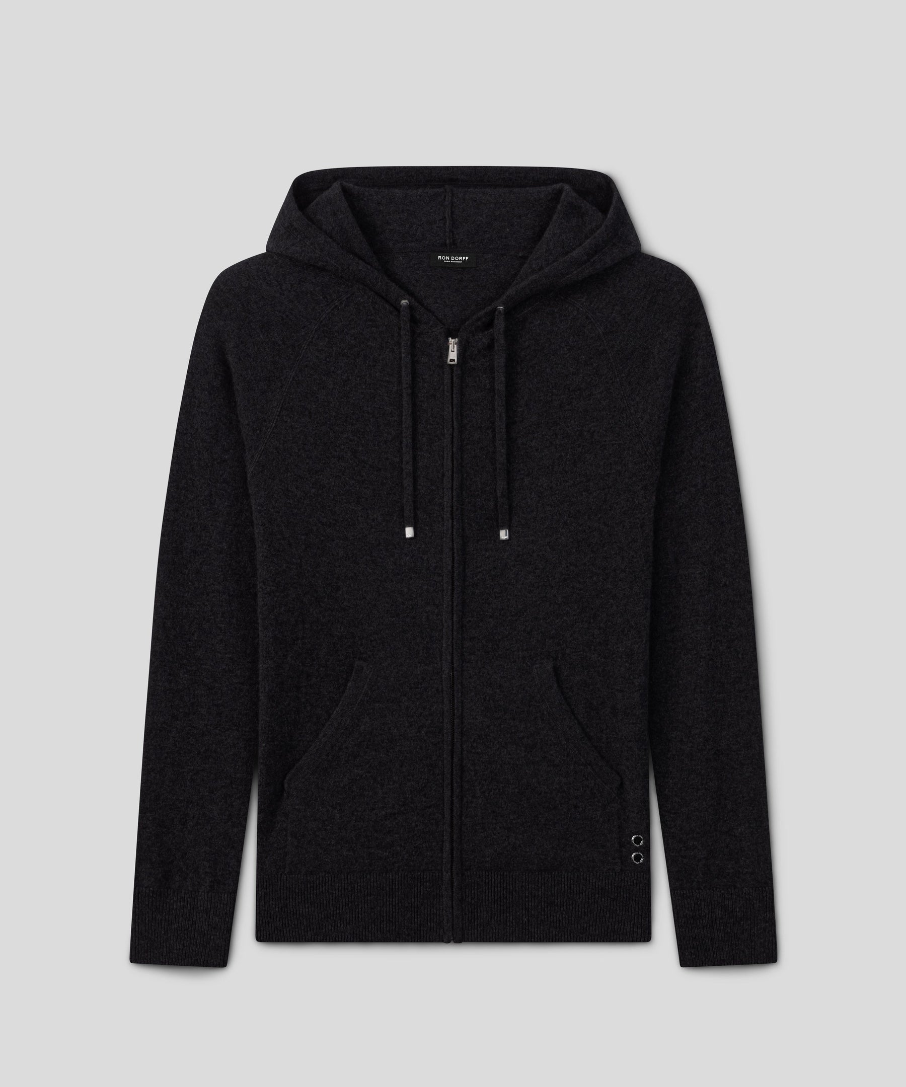 Cashmere Zipped Hoodie: Black