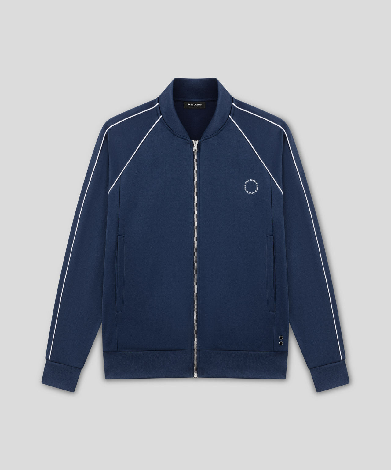 Retro Cotton Jacket w. Piping: Deep Ocean