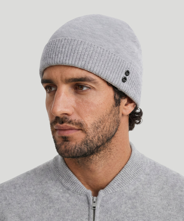 Cashmere Beanie: Grey Melange