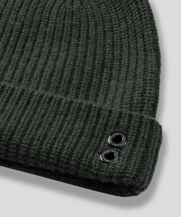 Ribbed Wool Beanies: Dark Khaki