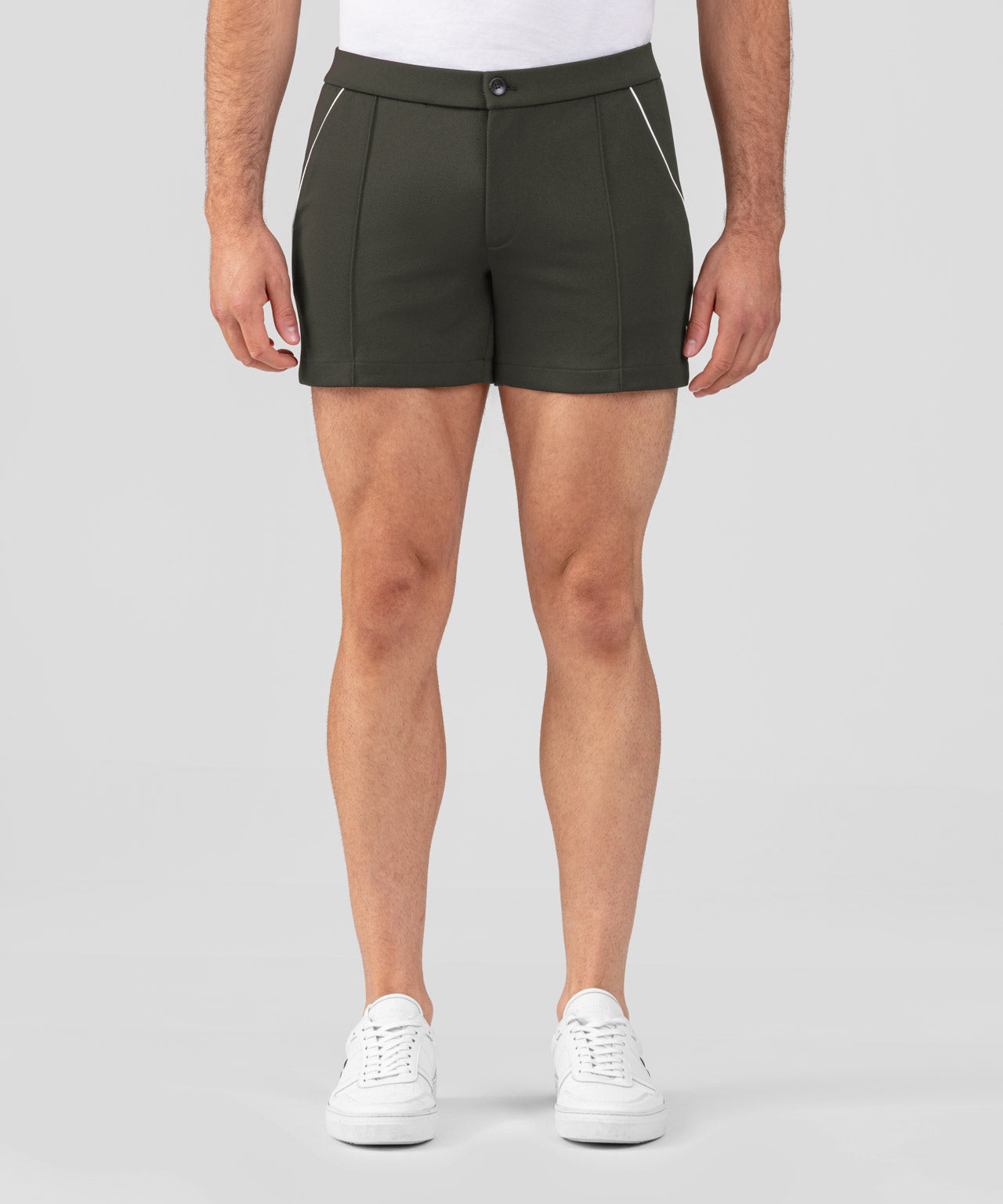 RD Tennis Shorts w. Piping: Dark Khaki