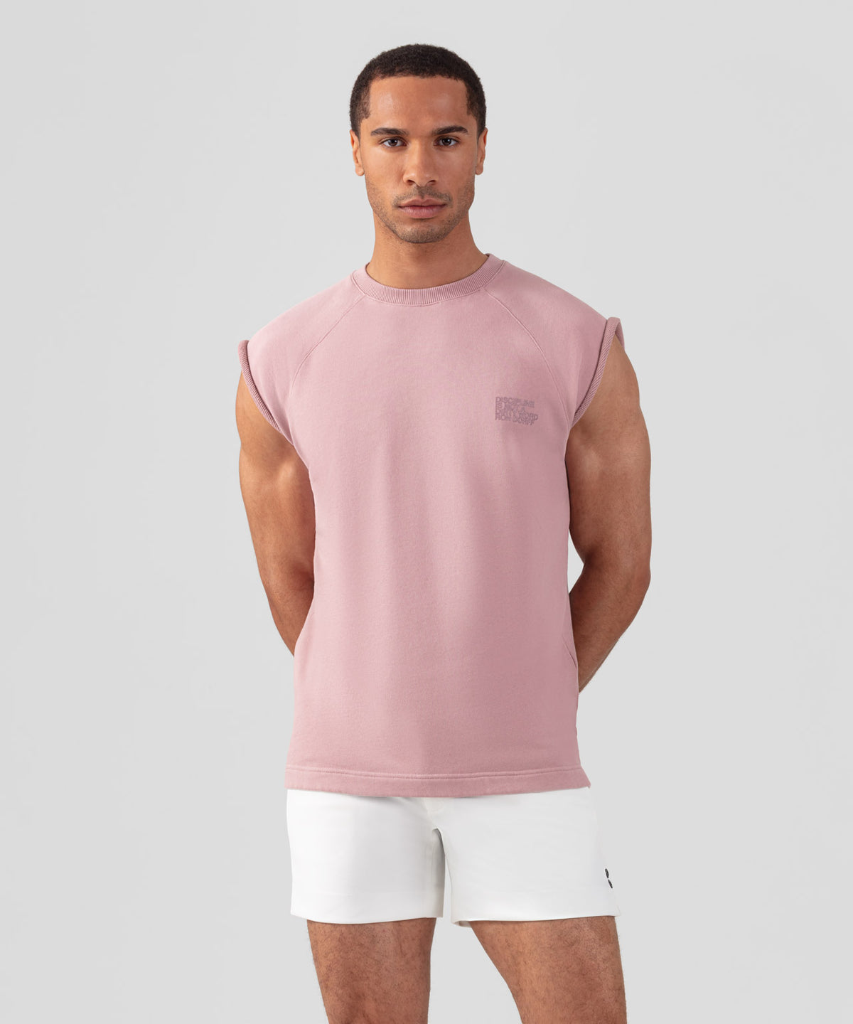 Organic Cotton Sleeveless Sweatshirt "DISCIPLINE": Woodrose