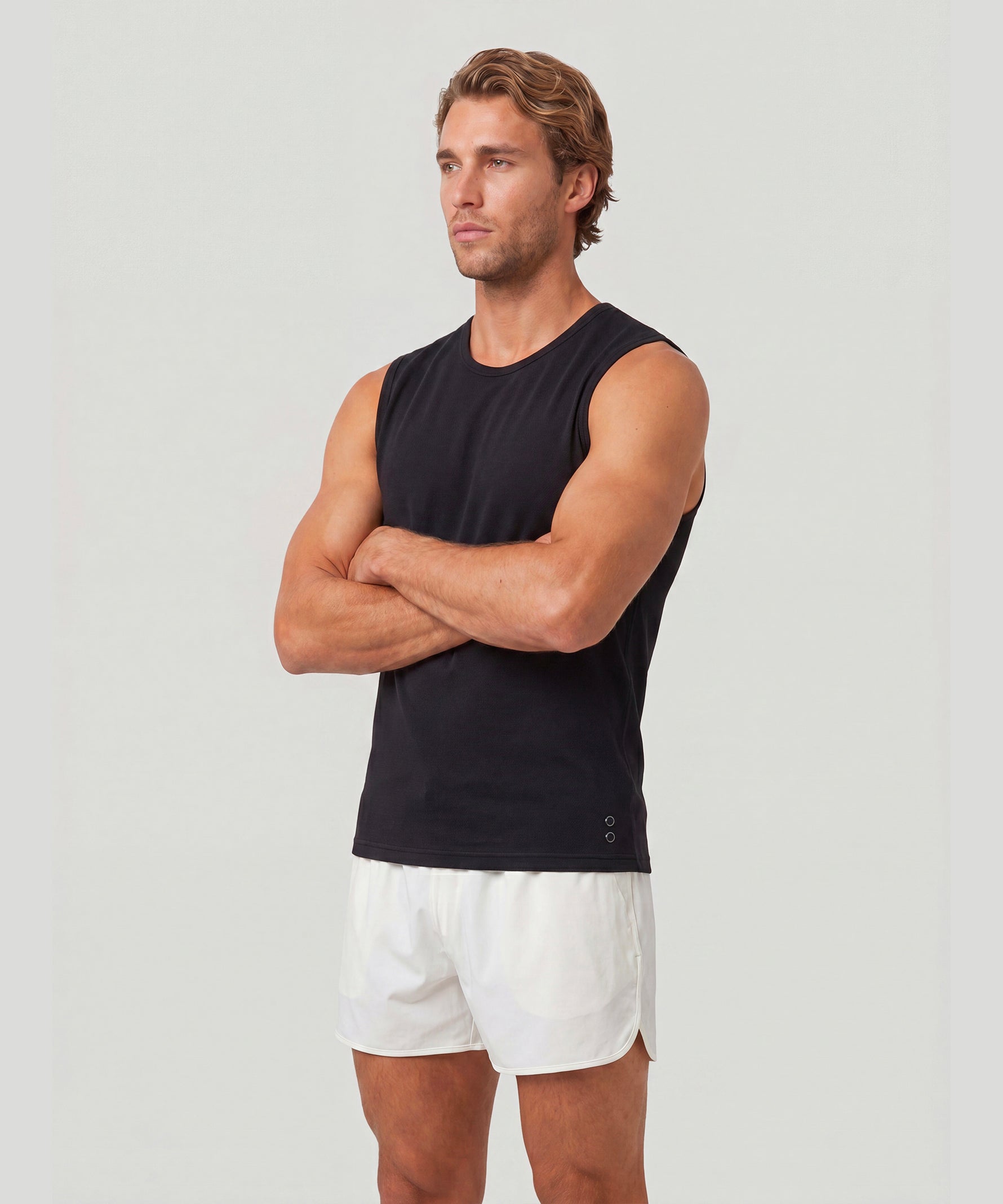 Mesh Sleeveless T-Shirt: Black