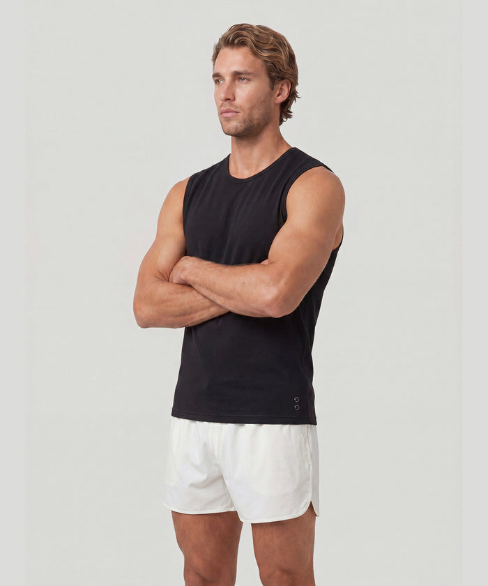 Mesh Sleeveless T-Shirt: Black