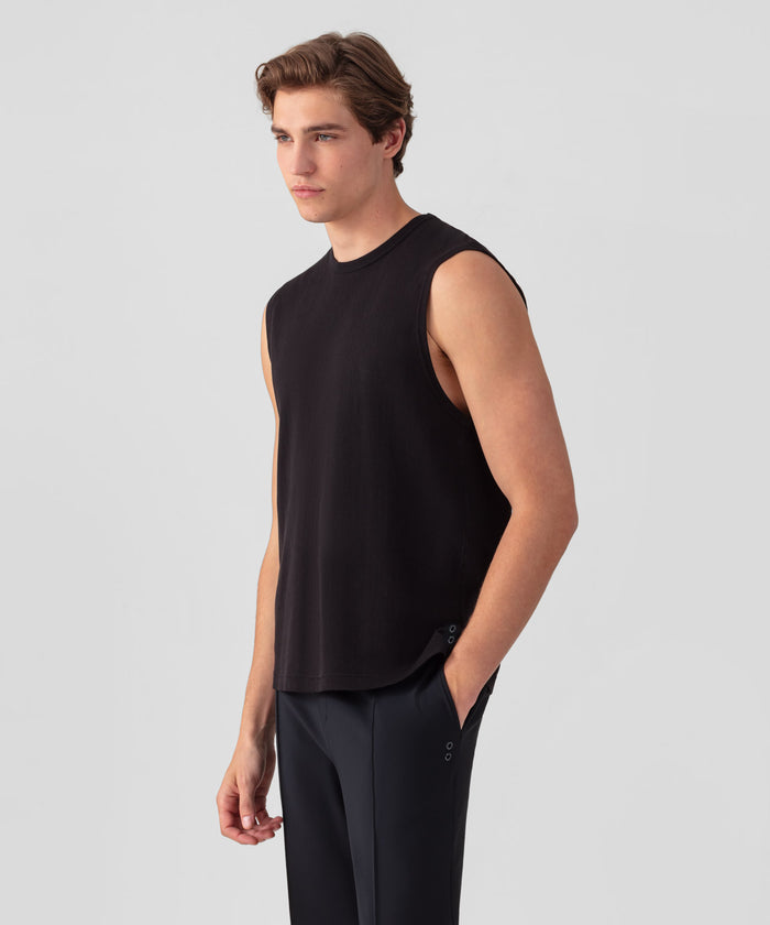 Mesh Sleeveless T-Shirt: Black