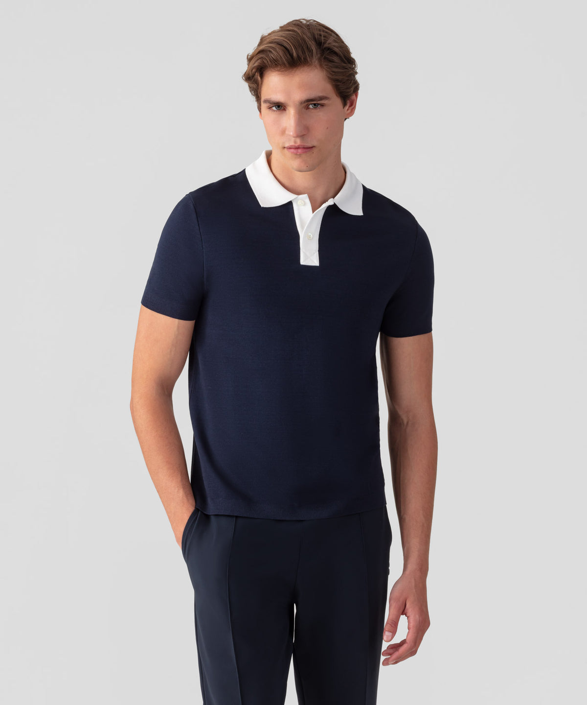 Cotton Piqué Polo: Navy