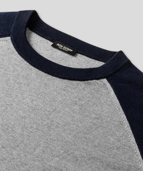 Cotton Wool Knitted Long Sleeved T-Shirt: Navy