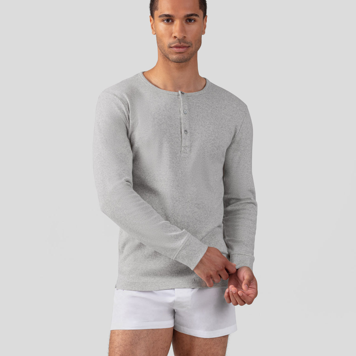 GOOD GRIEF!/HENLEY RIB KNIT TOP/グレー GOOD GRIEF!/HENLEY RIB KNIT