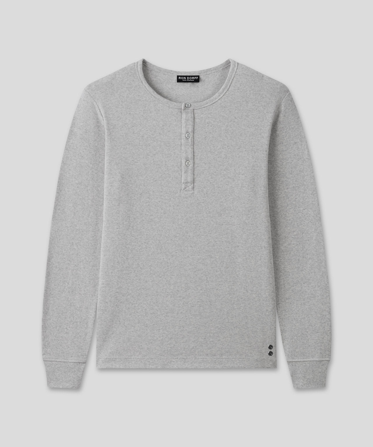 ANCELLM HENLEY RIB LS T-SHIRT （GRAY） Ribbed Henley Shirt | Grey – Anovair
