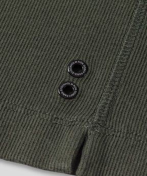 Army Ribbed Henley T-Shirt: Military Green
