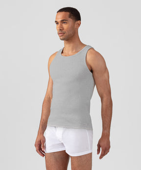 Army Ribbed Tank Top: Grey Melange