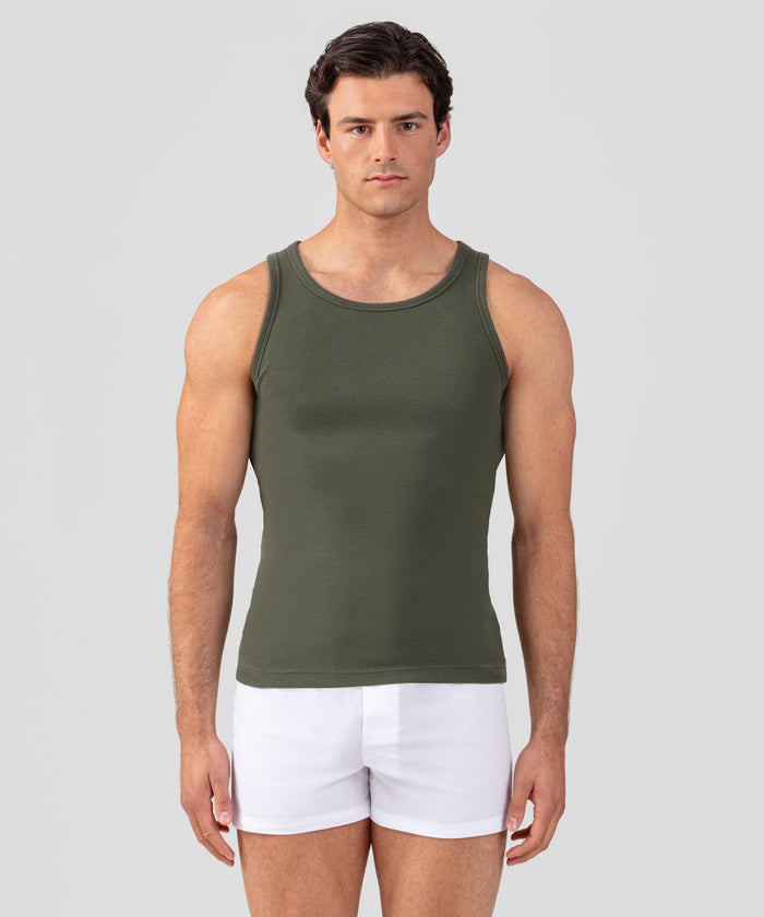 Army Ribbed Tank Top: Military Green