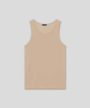 Cotton Mesh Tank Top: Nude