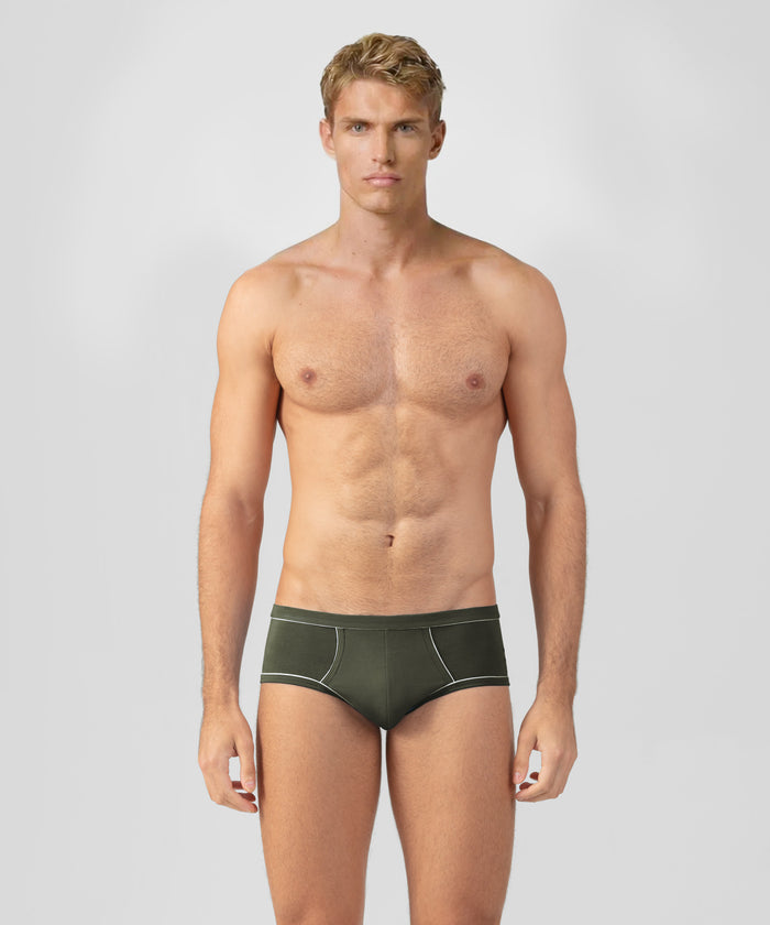 Y-Front Briefs w. Piping: Military Green