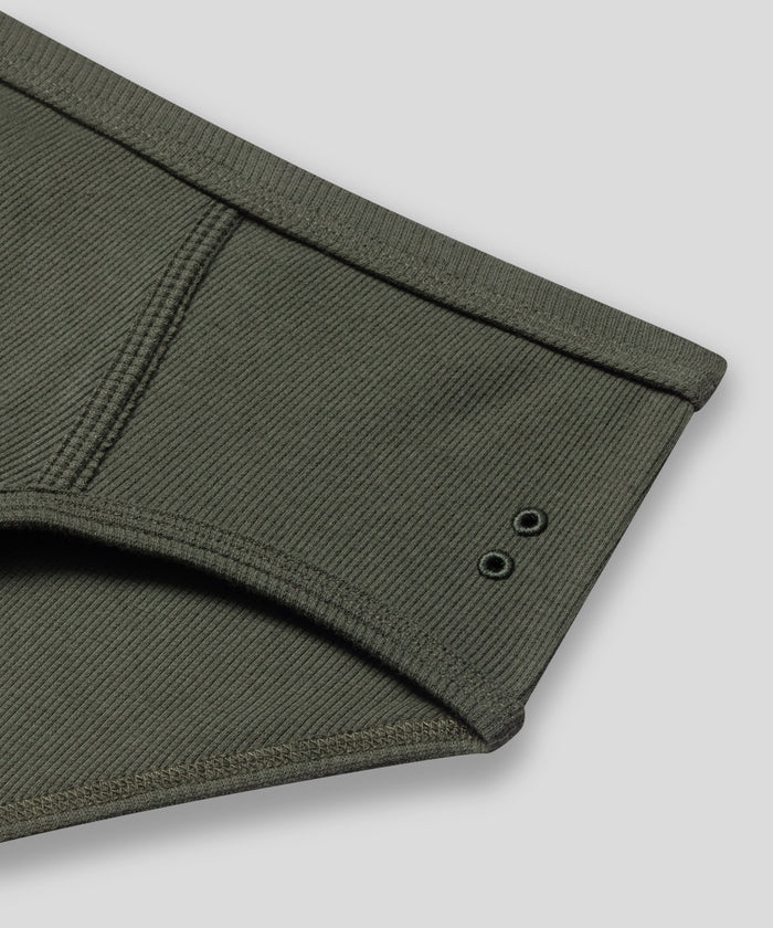Army Ribbed Y-Front Briefs: Military Green