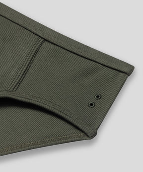 Army Ribbed Y-Front Briefs: Military Green