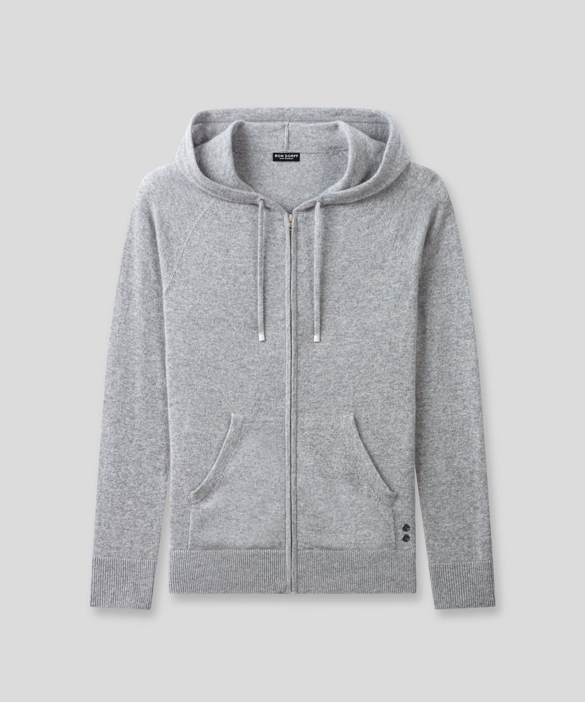 Cashmere Zipped Hoodie: Grey Melange