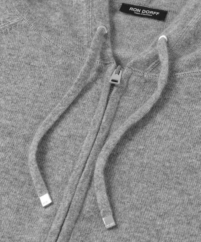 Cashmere Zipped Hoodie: Grey Melange