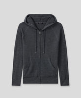 Ribbed Wool Zipped Hoodie Sweater: Cosmo Grey