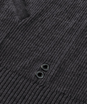 Ribbed Wool Zipped Hoodie Sweater: Cosmo Grey