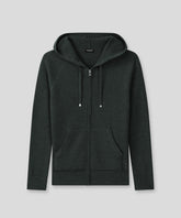 Ribbed Wool Zipped Hoodie Sweater: Dark Khaki
