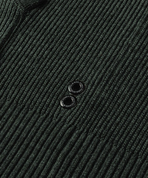 Ribbed Wool Zipped Hoodie Sweater: Dark Khaki