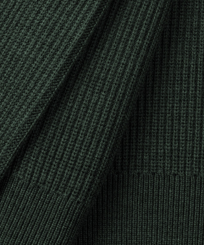 Ribbed Wool Zipped Hoodie: Dark Khaki