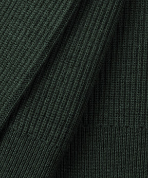 Ribbed Wool Zipped Hoodie Sweater: Dark Khaki