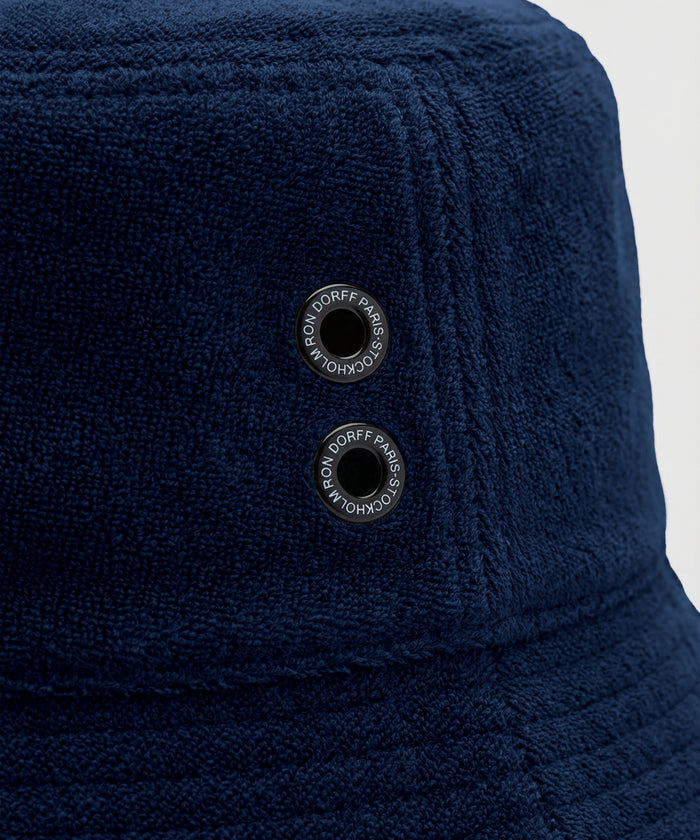 Cotton Terry Bucket Hat: Navy