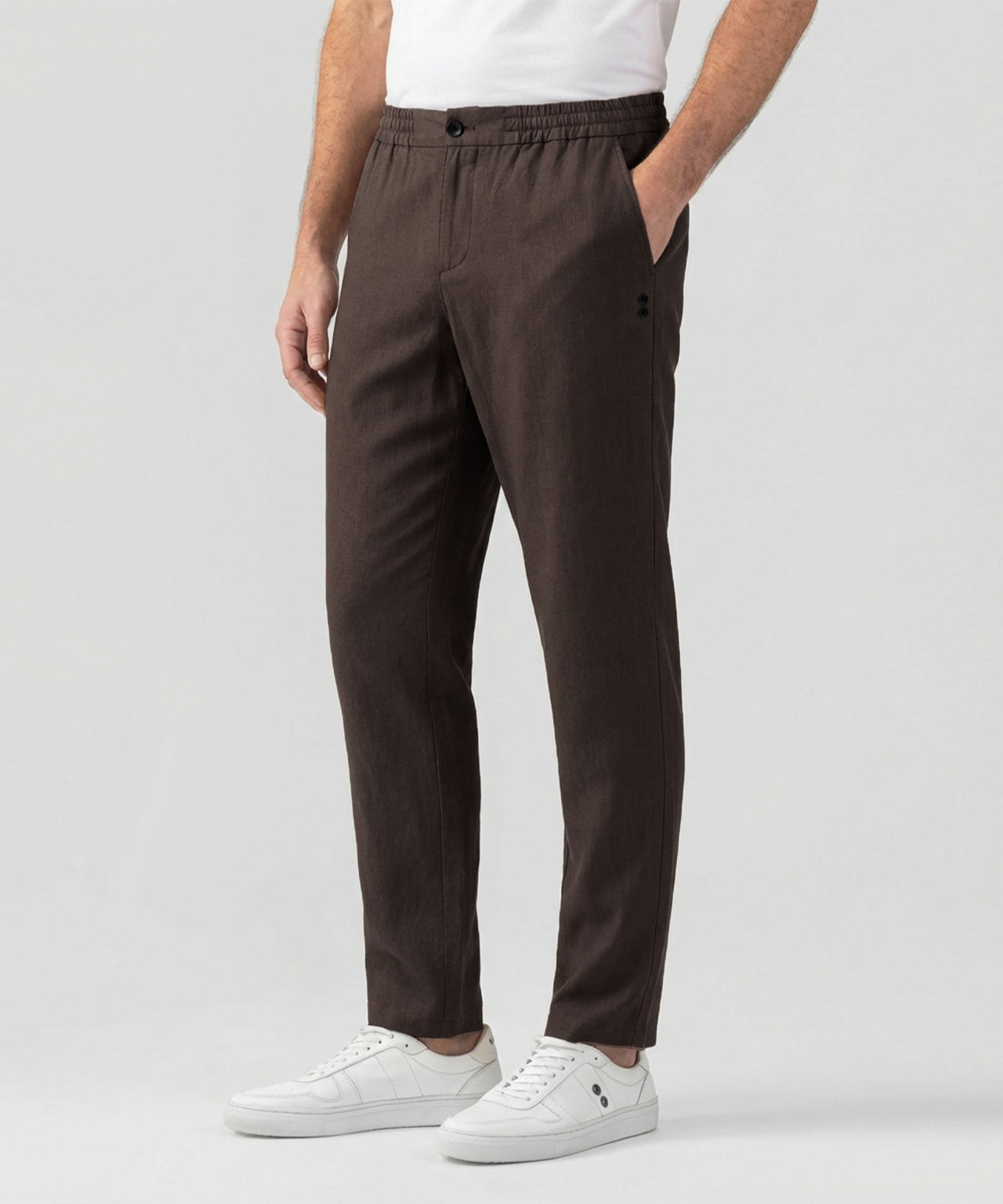 Cotton Linen Pants Espresso Nude | Ron Dorff