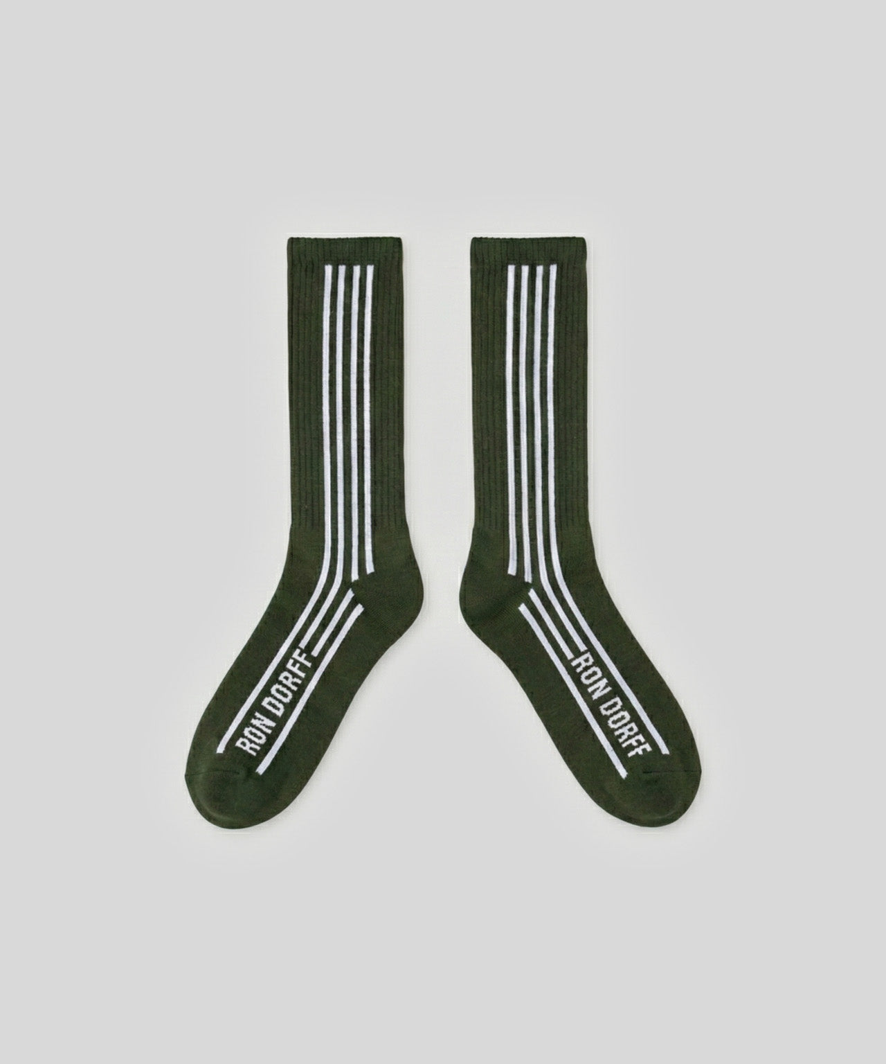 Sports Socks w. Vertical Lines: Green Court