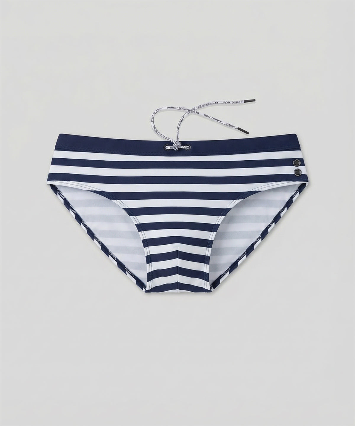 Swim Briefs Horizontal Stripes w. Waistband: Navy/White
