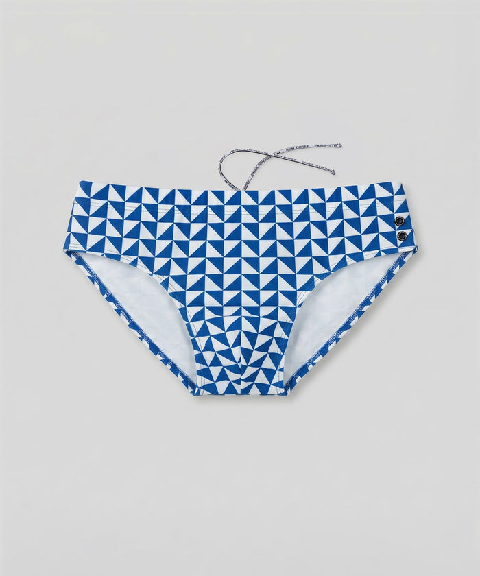 Swim Briefs w. Geometric Pattern: Bleu