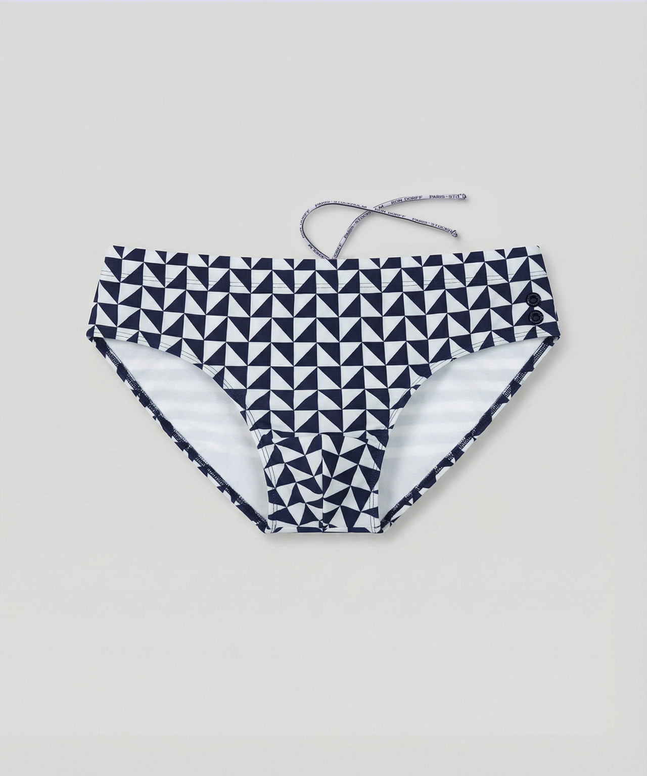 Swim Briefs w. Geometric Pattern: Navy