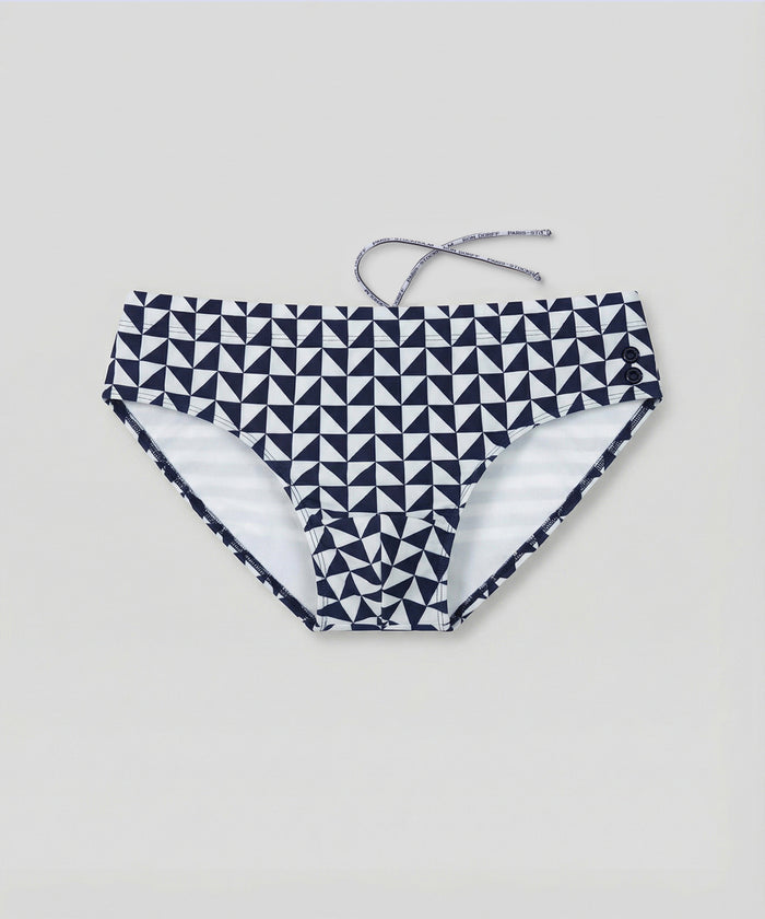 Swim Briefs w. Geometric Pattern: Navy