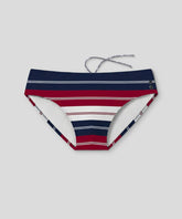 Swim Briefs w. Irregular Stripes: Red