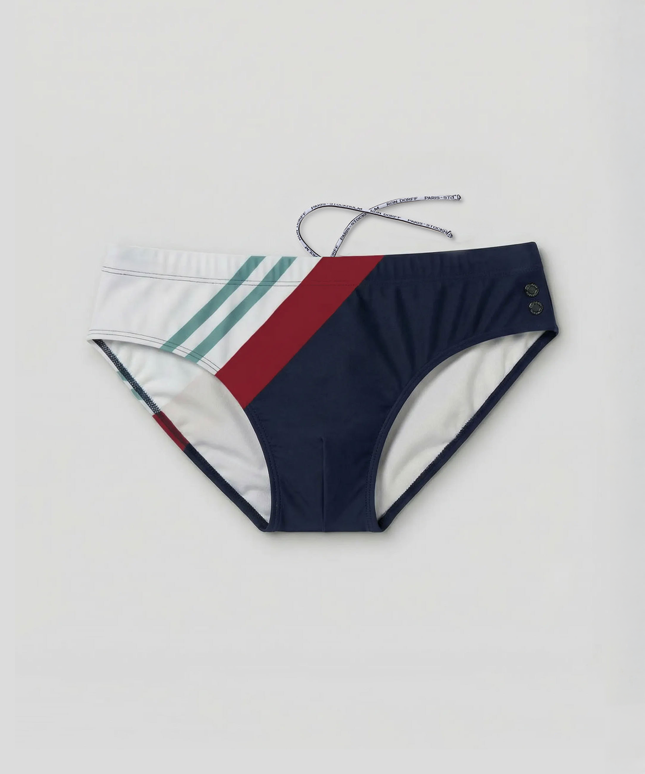 Swim Briefs w. Diagonal Irregular Stripes: Navy