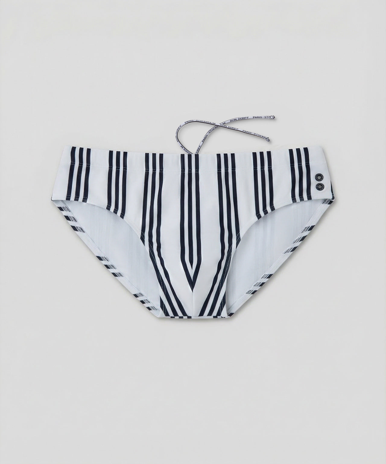 Swim Briefs w. Vertical Thin Stripes: White