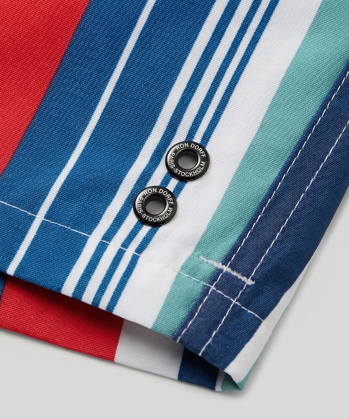 Swim Shorts w. Retro Stripes: Shocking Red