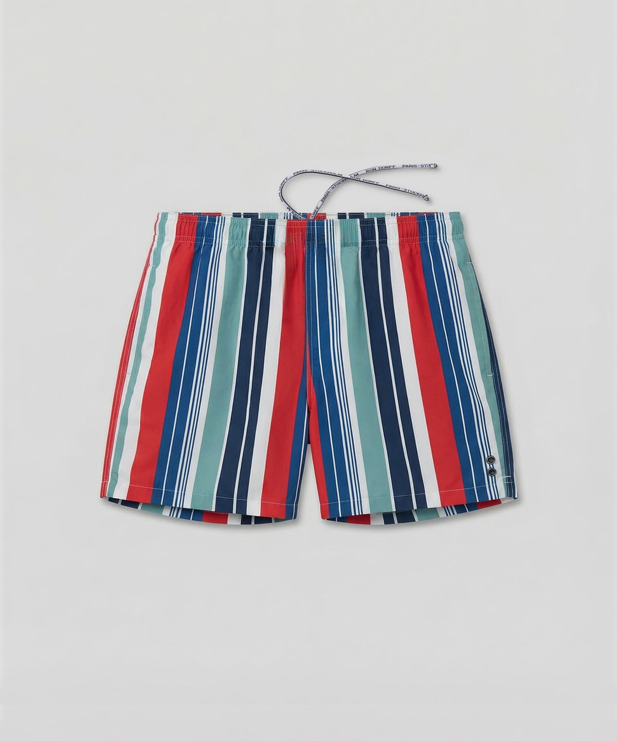 Swim Shorts w. Retro Stripes: Shocking Red